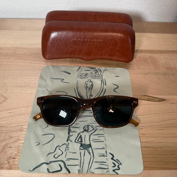 NYMOS Brown Square Sunglasses Tortoise Frame w Case Cloth NWOT main image 4